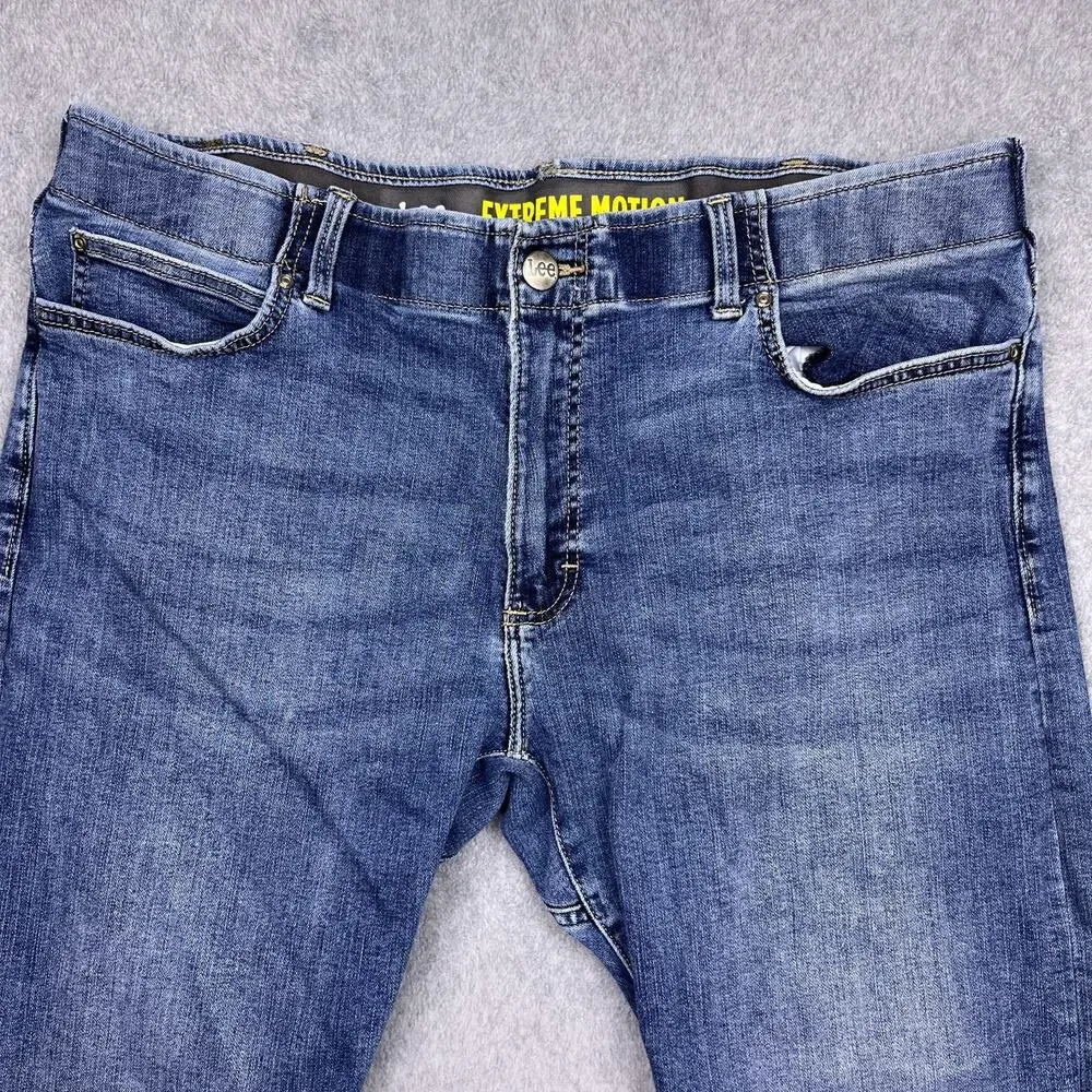 lee extreme motion straight leg jeans blue 40x30
